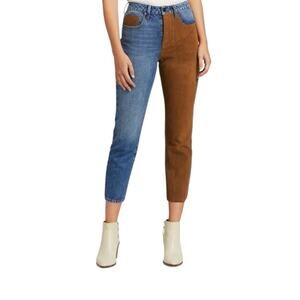 Frame NWTs Le Original Suede Panel Button Dly Cropped Jeans size 29